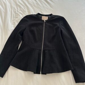 Rebecca Taylor Poplin Textured Black Blazer